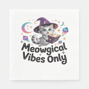 Servilleta De Papel Solo con vibraciones meowgicas, Ov flotante de gat
