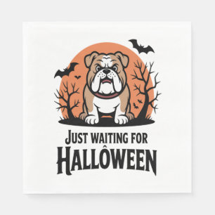 Servilleta De Papel Solo esperando al perro de Halloween