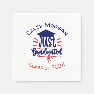 Servilleta De Papel Solo graduado de rojo y azul personalizado