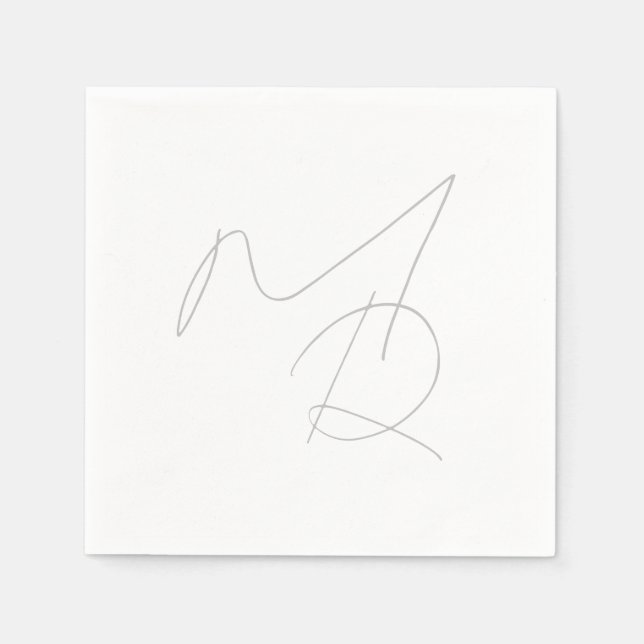 Servilleta De Papel Sólo Iniciales... Monograma delgado simple (Anverso)