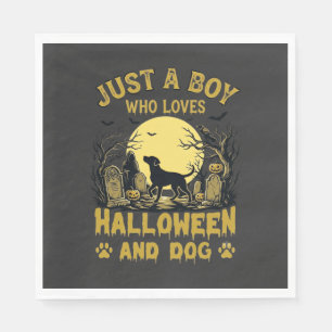 Servilleta De Papel Sólo Niño Que Ama Halloween Perro Luna Llena