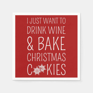 Servilleta De Papel Solo quiero beber galletas de Navidades de vino y 