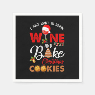 Servilleta De Papel Solo quiero beber vino galletitas de navidad de