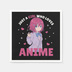 Servilleta De Papel Solo un Chica que ama el manga anime dibujando cor