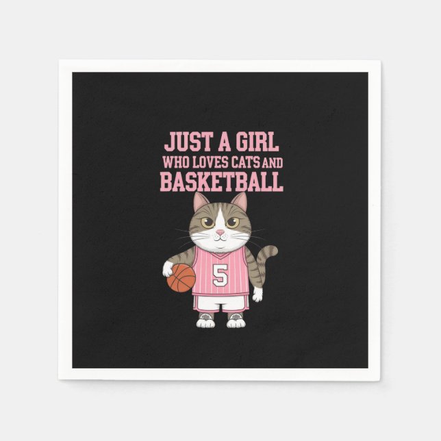 Servilleta De Papel Solo un Chica que ama los gatos y el baloncesto (Anverso)