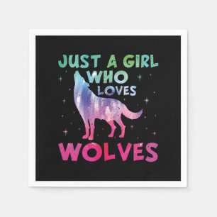 Servilleta De Papel Sólo Una Chica Que Ama Lobos Acuarela