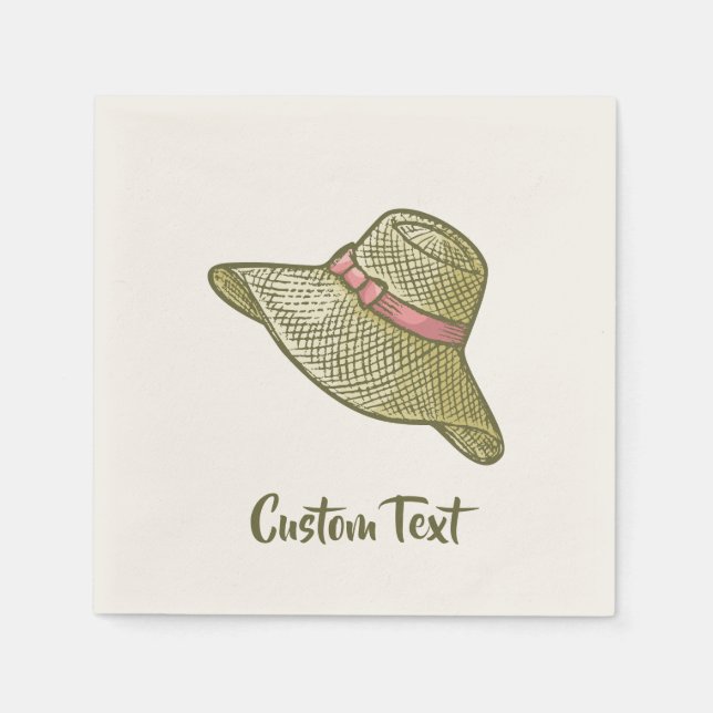 Servilleta De Papel Sombrero Amarillo Dibujado a Mano (Anverso)