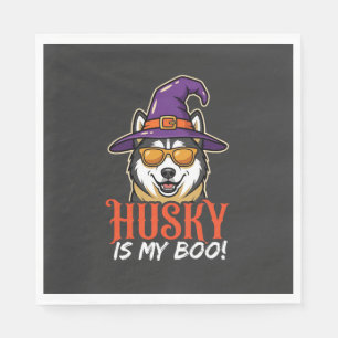 Servilleta De Papel Sombrero de Bruja Mi Husky de Halloween Es Mi Boo