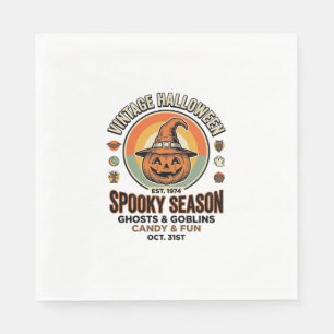 Servilleta De Papel Sombrero de bruja vintage divertido de calabaza de