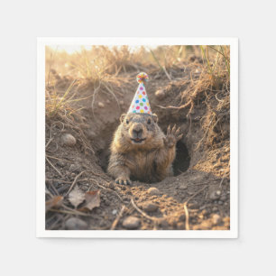 Servilleta De Papel Sombrero de cumpleaños de marmota