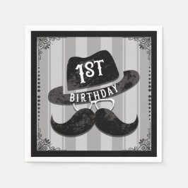 Servilleta De Papel Sombrero de gafas Bigote de Hipster Cumpleaños 1 u