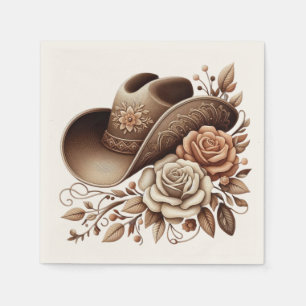 Servilleta De Papel Sombrero de vaquera country con flores