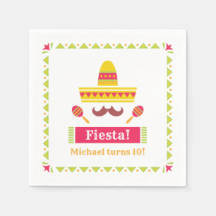 Servilleta De Papel Sombrero Mustache Maracas Fiesta Napkins