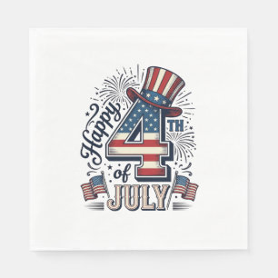 Servilleta De Papel Sombrero Patriótico Vintage Feliz 4 de Julio Vecto