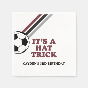Servilleta De Papel Sombrero Truco de Fútbol Rayas Granate Cumpleaños 