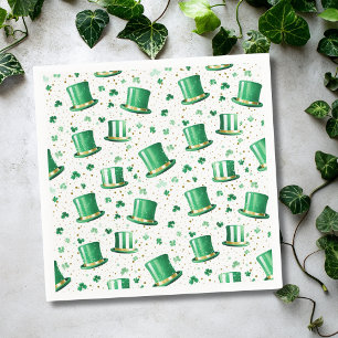 Servilleta De Papel Sombreros y tréboles de oro verde de lujo Blanco