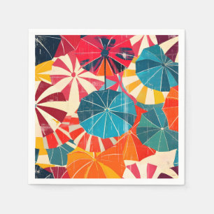 Servilleta De Papel Sombrilla Retro Día Lluvioso Pop Art