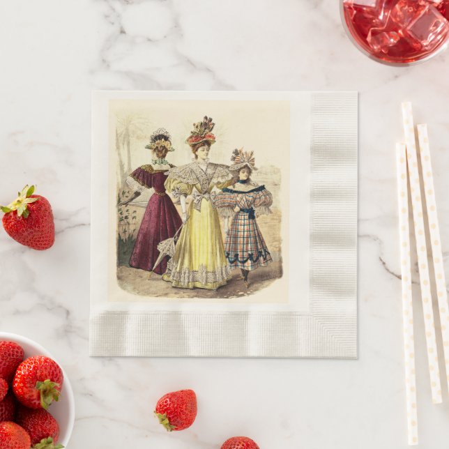 Servilleta De Papel Sombrillas de moda antiguas de victorianas en Beig (In situ)
