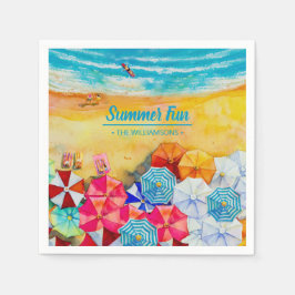 Servilleta De Papel Sombrillas de verano en la arena