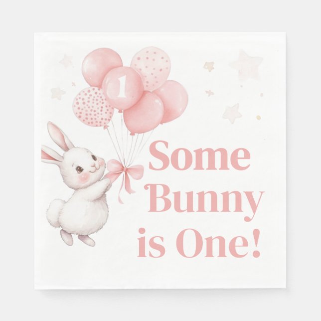 Servilleta De Papel Some Bunny Balloon Birthday Party  (Anverso)