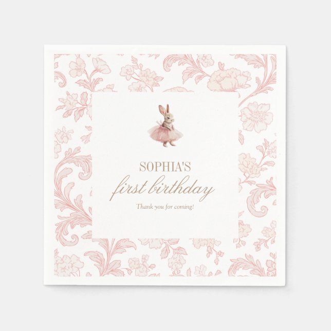 Servilleta De Papel Some Bunny Birthday Pink Bunny Party (Anverso)