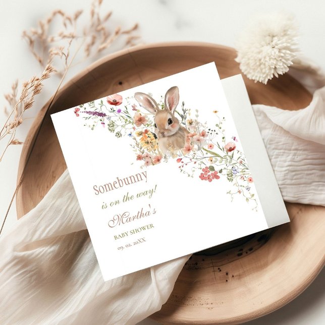 Servilleta De Papel Somebunny camino a la ducha bebé de flores silvest (Subido por el creador)