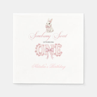 Servilleta De Papel Somebunny Sweet 1st Birthday Spring Floral Invitat