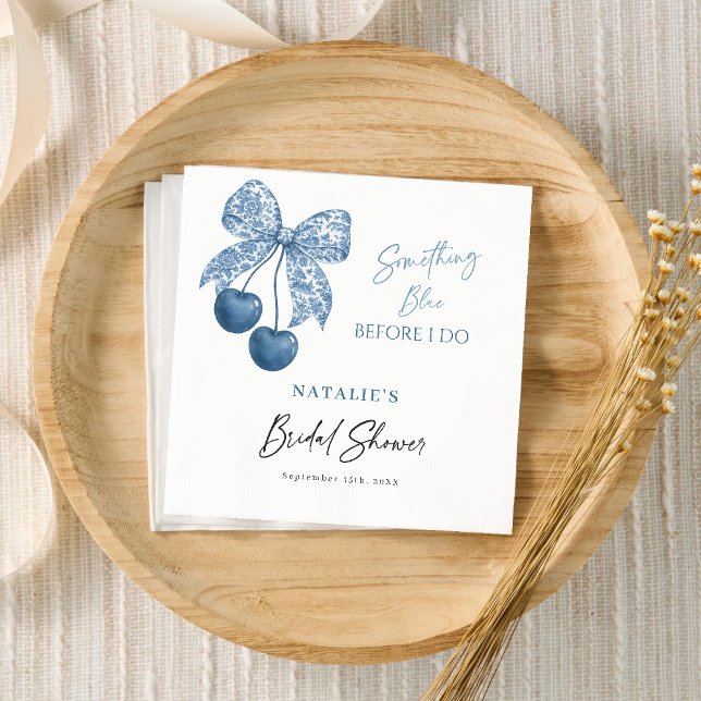 Servilleta De Papel Something Blue Before I do Blue Bow Bridal Shower (Subido por el creador)