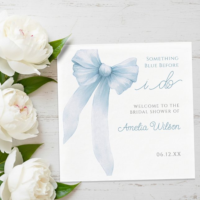 Servilleta De Papel Something Blue Before I Do Bow Bridal Shower (Something Blue Before I Do Bow Bridal Shower Napkins)