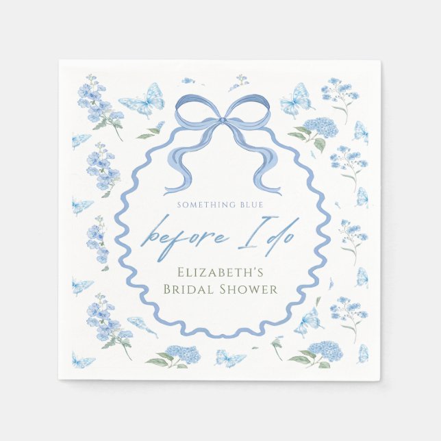 Servilleta De Papel Something Blue Hydrangea Bridal Shower Napkins (Anverso)