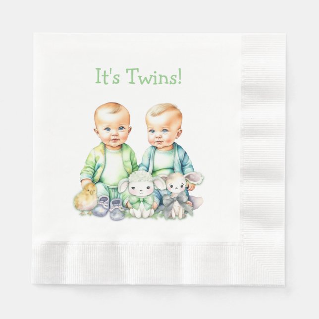 Servilleta De Papel ¡Son gemelos! Chico lindo gemelos Baby Shower (Anverso)