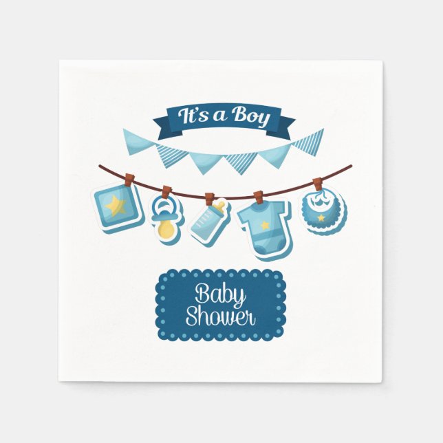 Servilleta De Papel son las toallas de A Boy Baby Shower 3 Ply (Anverso)