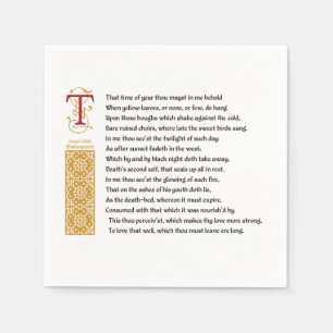 Servilleta De Papel Soneto 73 (LXXIII) de Shakespeare en el pergamino