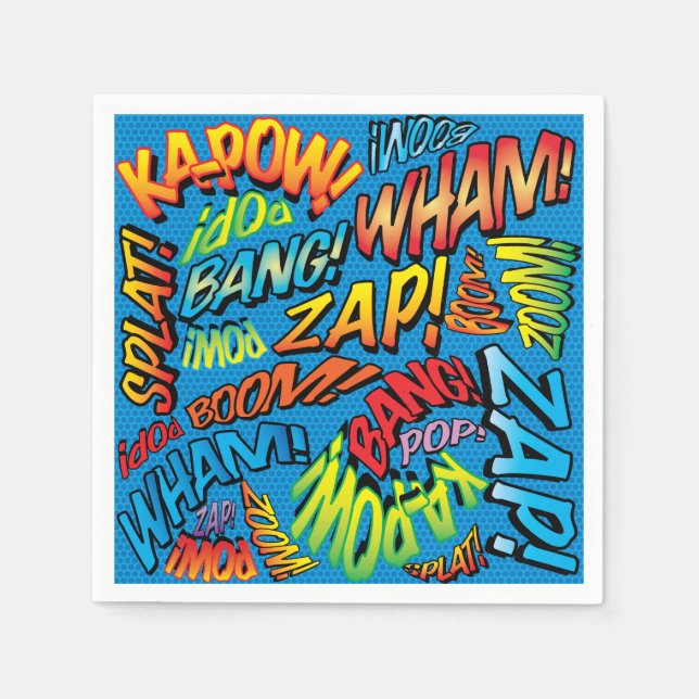 Servilleta De Papel Sonidos divertidos de cómics retro (Anverso)