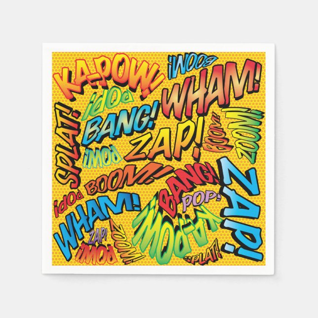 Servilleta De Papel Sonidos divertidos de cómics retro (Anverso)