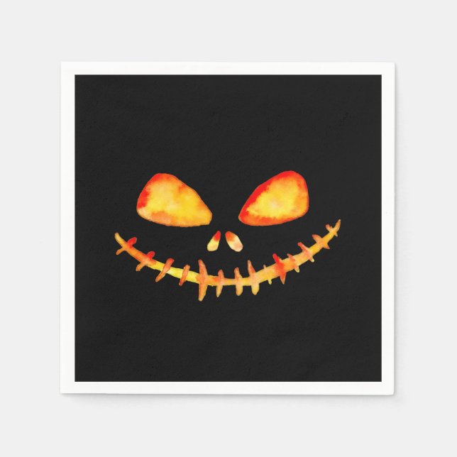 Servilleta De Papel Sonriente Cara de Farol de Jack O' (Anverso)
