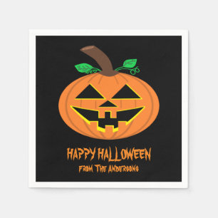 Servilleta De Papel Sonriente Feliz Halloween Calabaza