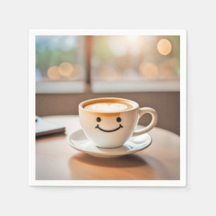 Servilleta De Papel Sonriente Latte por ventana soleada