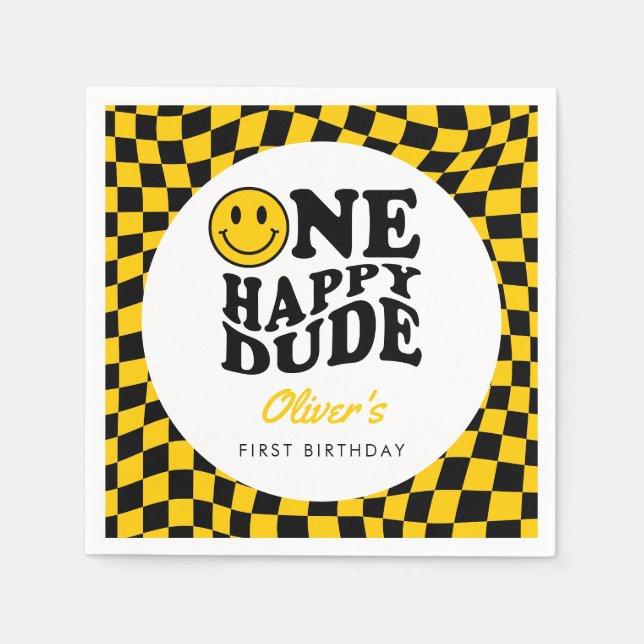 Servilleta De Papel Sonrisa amarilla en jaque amarillo cara primer Per (Anverso)