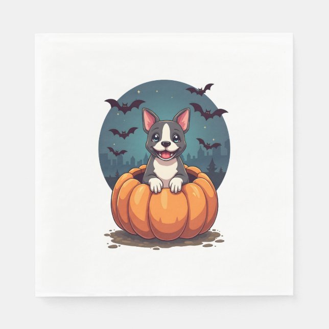 Servilleta De Papel Sonrisa de Pitbull de Calabaza (Anverso)