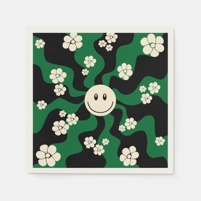 Servilleta De Papel Sonrisa - Verde, Crema y Negro (Anverso)