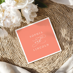 Servilleta De Papel SOPHIA Romántico Boda de verano de coral brillante