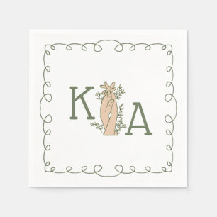 Servilleta De Papel Sorprendente Sage Green Inicial Trendy Hand Drake