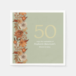 Servilleta De Papel Sorpresa de la flor de otoño de una mujer: 50 años