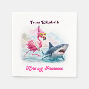 Servilleta De Papel Sostén Mi Prosecco Funny Shark Flamingo Despedida