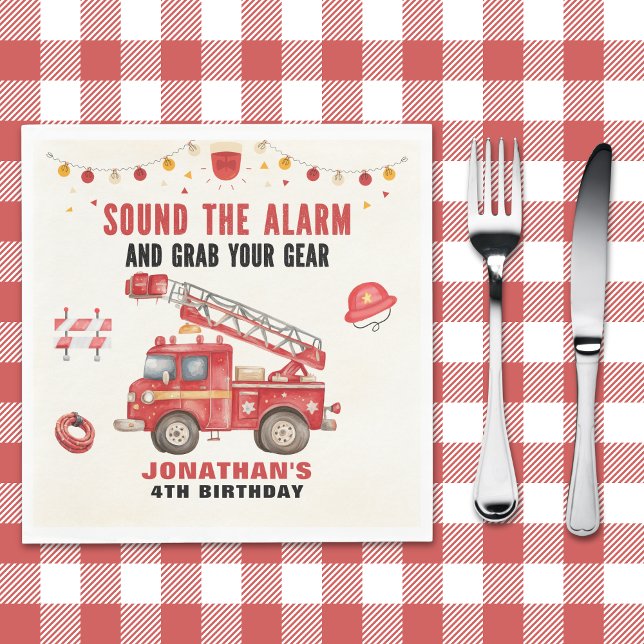 Servilleta De Papel Sound the Alarm! Firefighter Birthday Boy Party (Subido por el creador)
