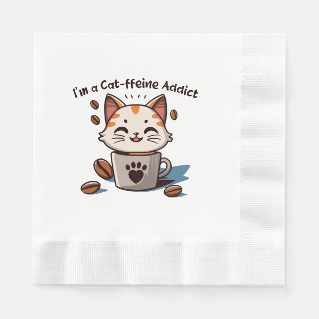 Servilleta De Papel Soy adicto a la Cat-feína (Anverso)