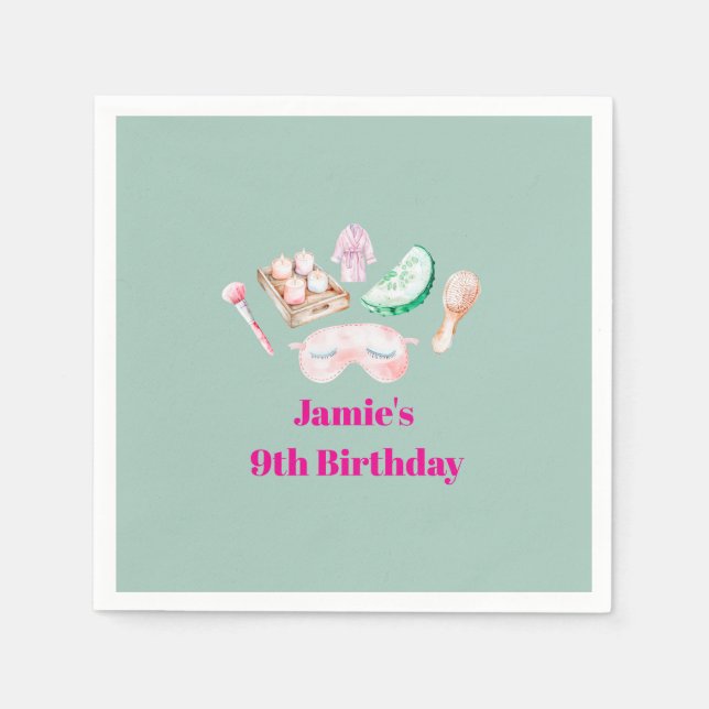 Servilleta De Papel Spa Day Kid's Party  (Anverso)