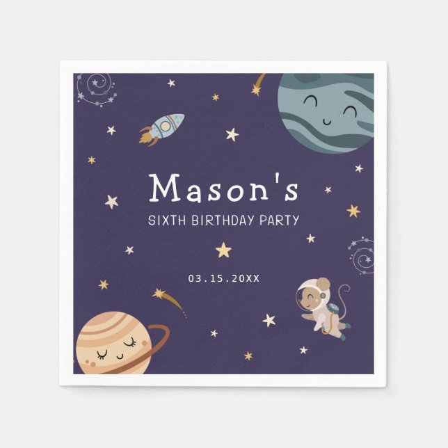Servilleta De Papel Space Adventure Playful Kids Birthday Party (Anverso)