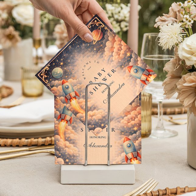 Servilleta De Papel Space Rocket Clouds Baby Shower (Subido por el creador)